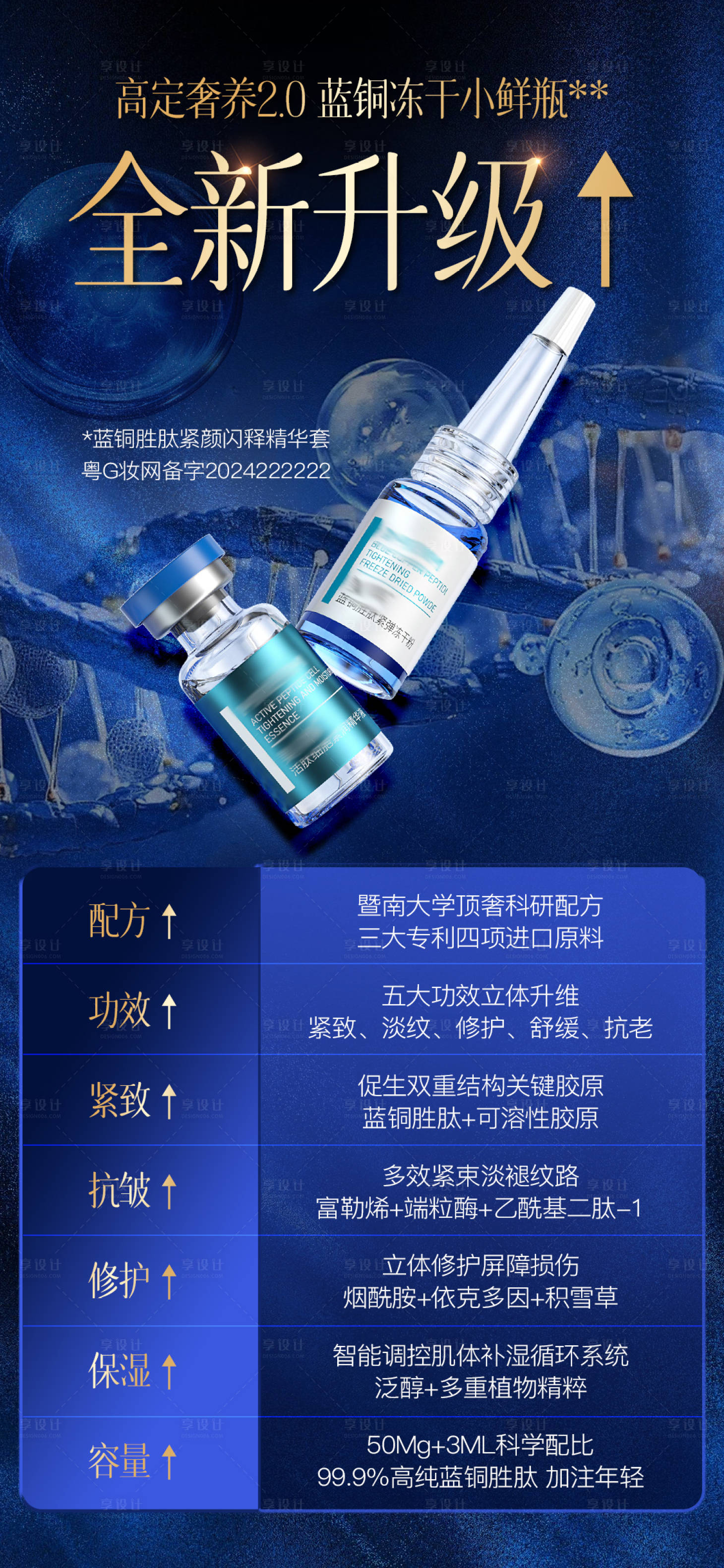 源文件下载【享设计】搜索编号：58210032009062560【蓝铜冻干粉功效海报】