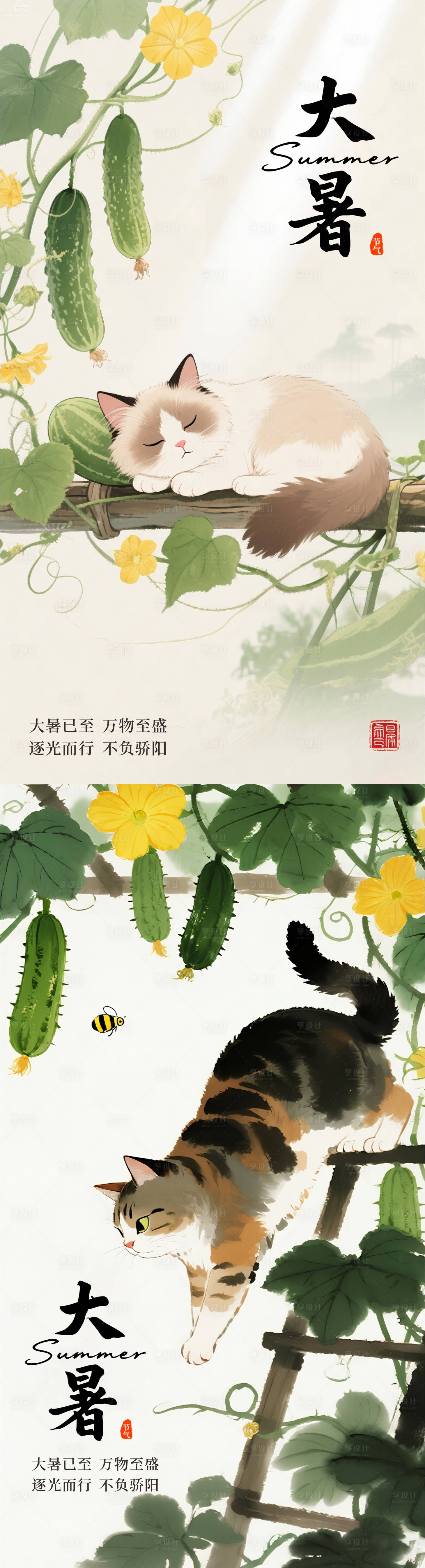 源文件下載【享設(shè)計】搜索編號：35820032089972169【大暑節(jié)氣系列海報】