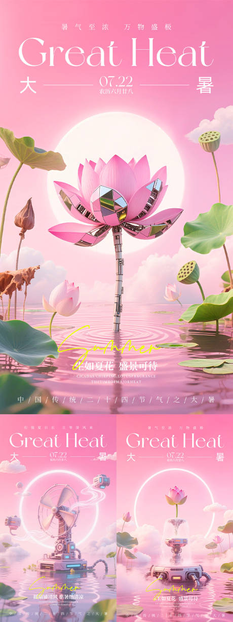 源文件下載【享設計】搜索編號：64930031943908906【賽博科技國風二十四節之大暑節氣海報】