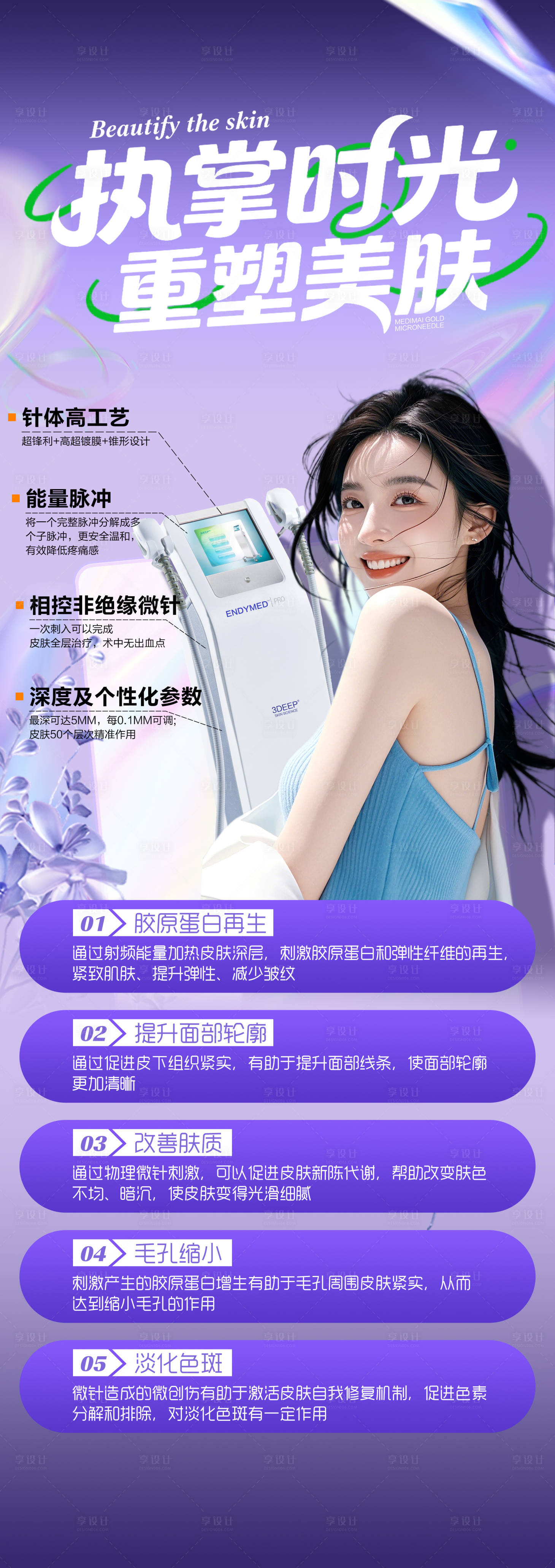 源文件下载【享设计】搜索编号：28970031800426284【美迪迈黄金微针科普海报】