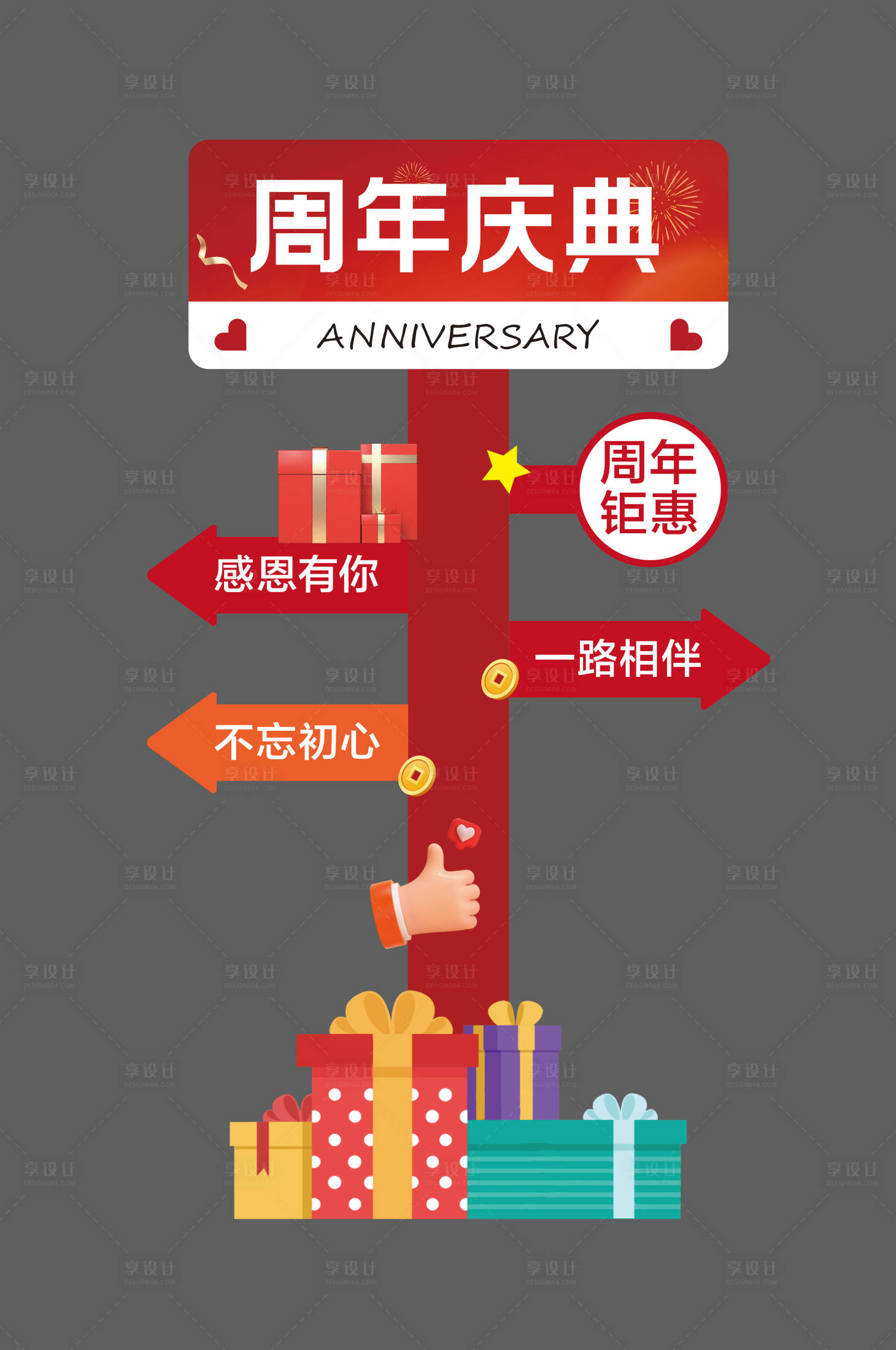 源文件下载【享设计】搜索编号：32730031750284143【周年庆活动指引牌】
