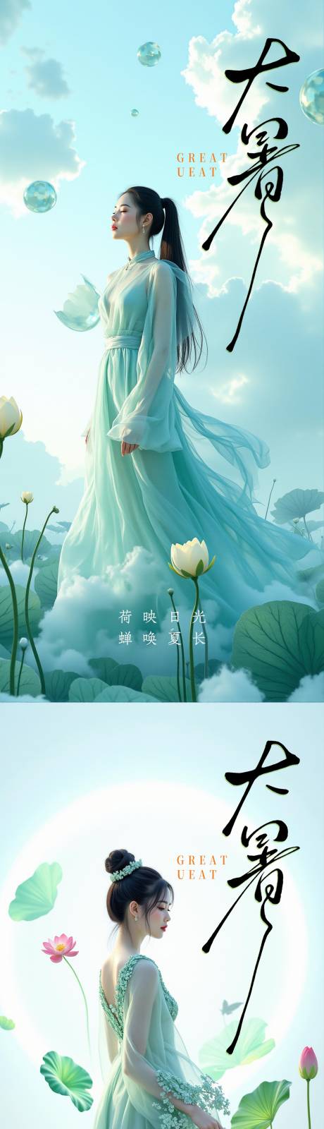 源文件下载【享设计】搜索编号：43000031962127409【大暑小暑处暑节气节日海报】