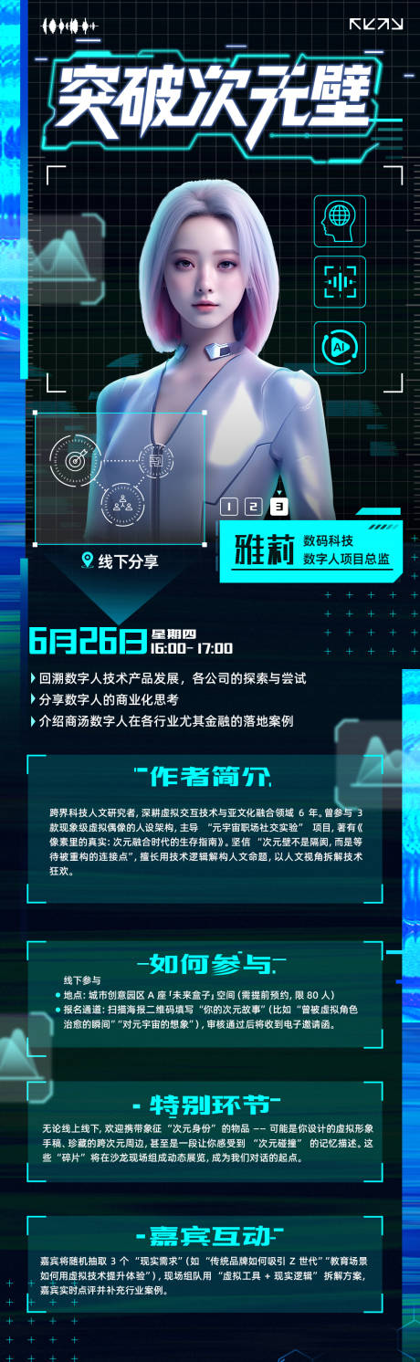数字人科技活动分享长图海报