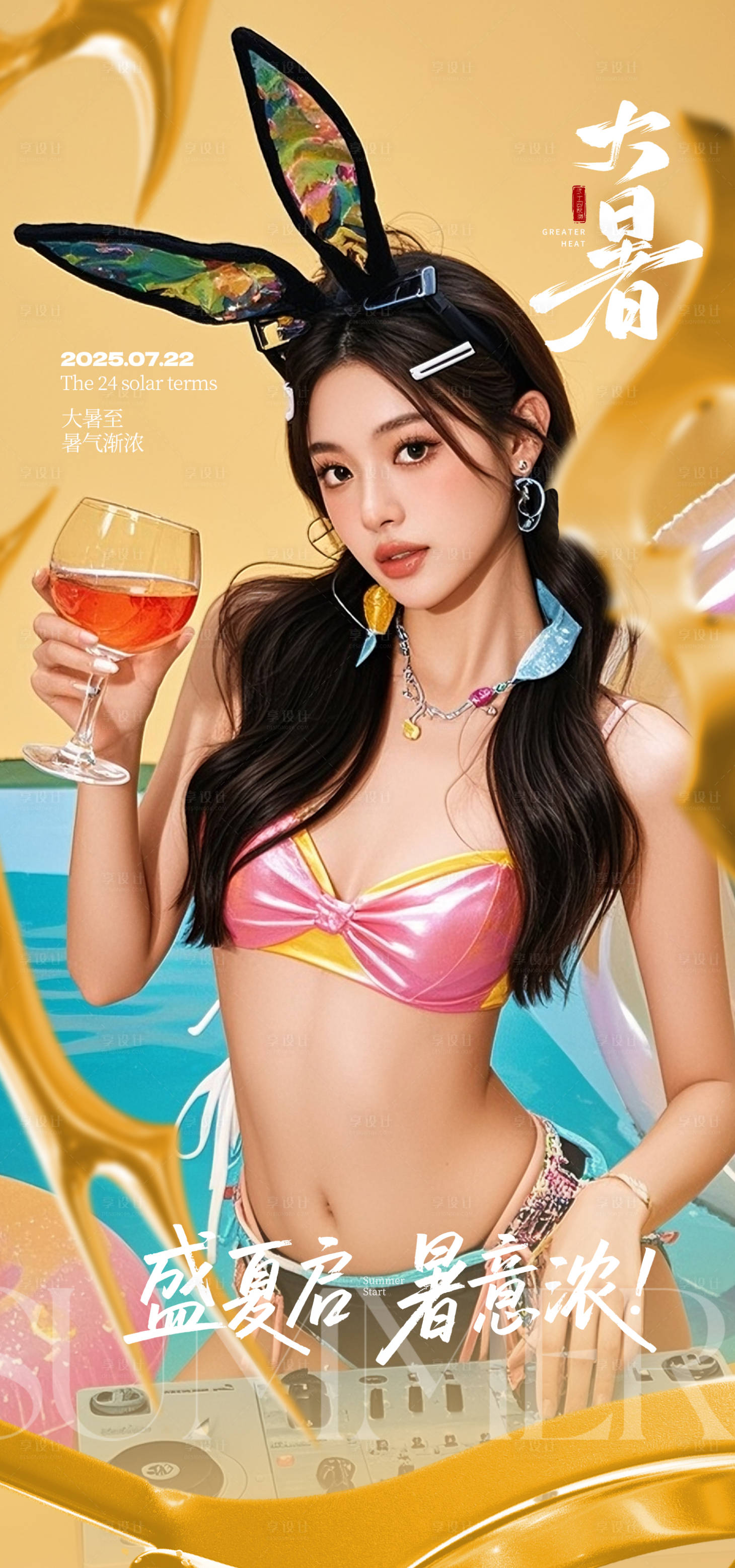 源文件下載【享設(shè)計(jì)】搜索編號(hào)：48240031947126416【酒吧大暑海報(bào)】