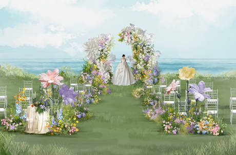 花园风户外婚礼布置堆头美陈