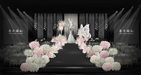 源文件下载【花艺水晶线帘亮片婚礼舞台布置堆头美陈】编号：42890032150368802