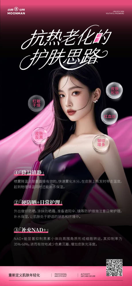 热老化护肤思路海报