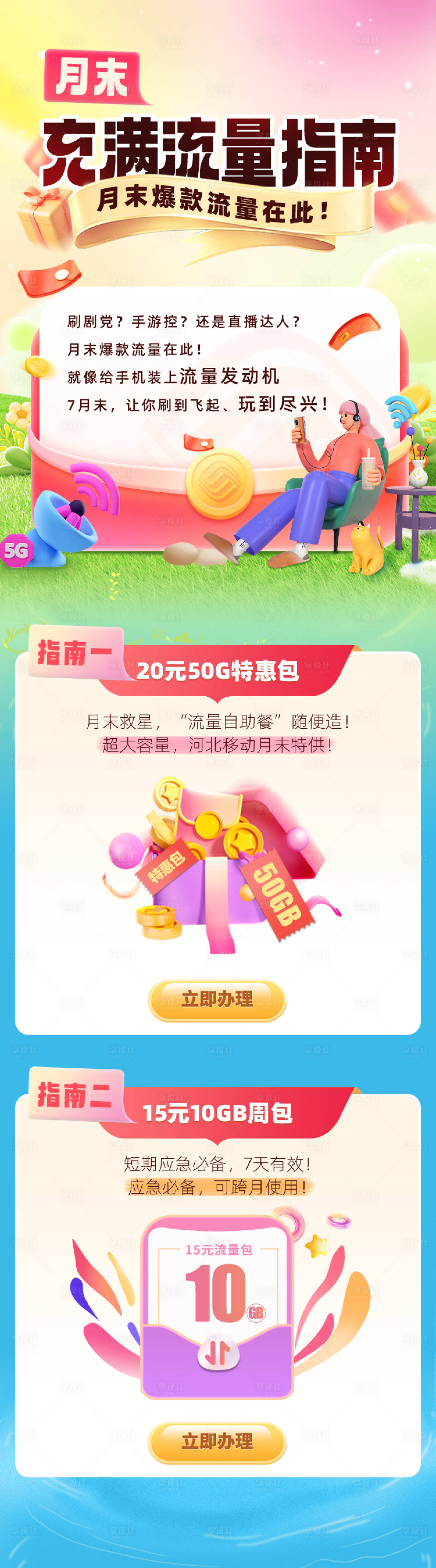 源文件下载【享设计】搜索编号：84500032162821342【通讯运营商手机流量宣传海报长图】
