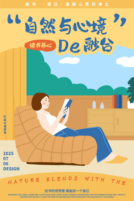 源文件下载【读书养心插画海报】编号：14370031810192405