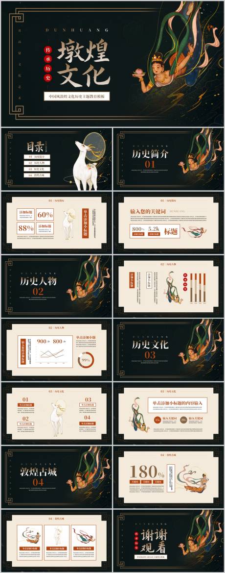 源文件下載【中國風(fēng)敦煌文化歷史主題教育PPT 】編號：64300031714463100