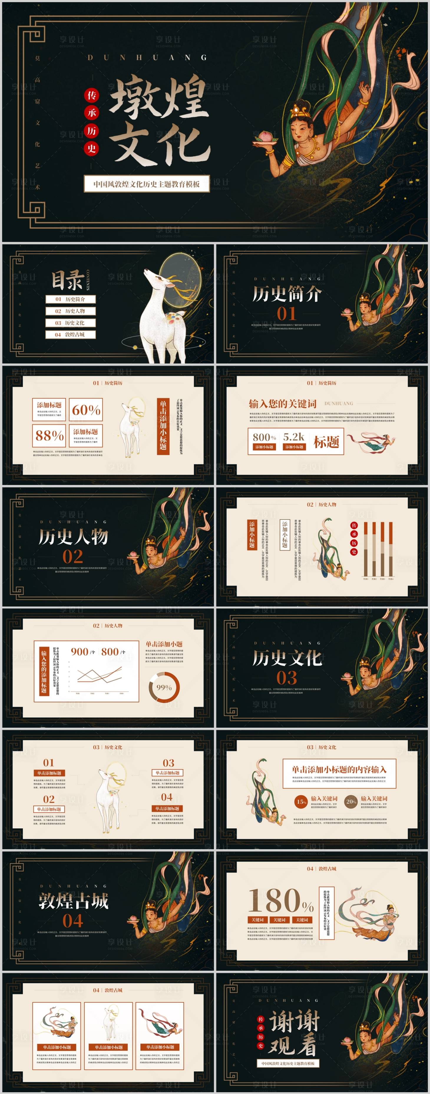源文件下載【中國風敦煌文化歷史主題教育PPT 】編號：64300031714463100
