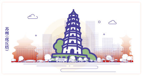 源文件下载【苏州虎丘塔城市地标海报展板】编号：31920032042206782