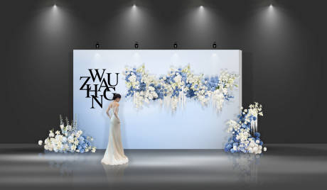 源文件下载【蓝白渐变婚礼签到区迎宾区布置】编号：59720032149602688