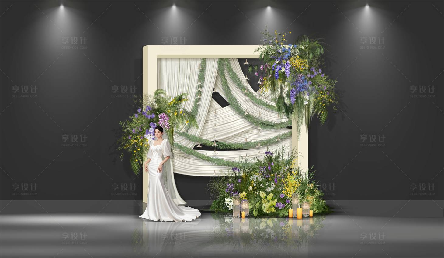 源文件下載【享設(shè)計】搜索編號：21930032150287493【婚禮簽到區(qū)迎賓區(qū)布置堆頭美陳】