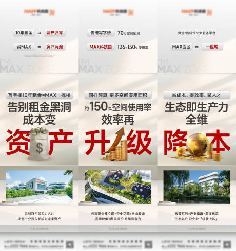 源文件下载【享设计】搜索编号：69220032101127671【地产资产升级降本三宫格海报】