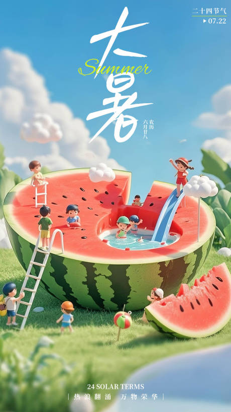 源文件下载【享设计】搜索编号：72290031832154296【大暑节气海报】