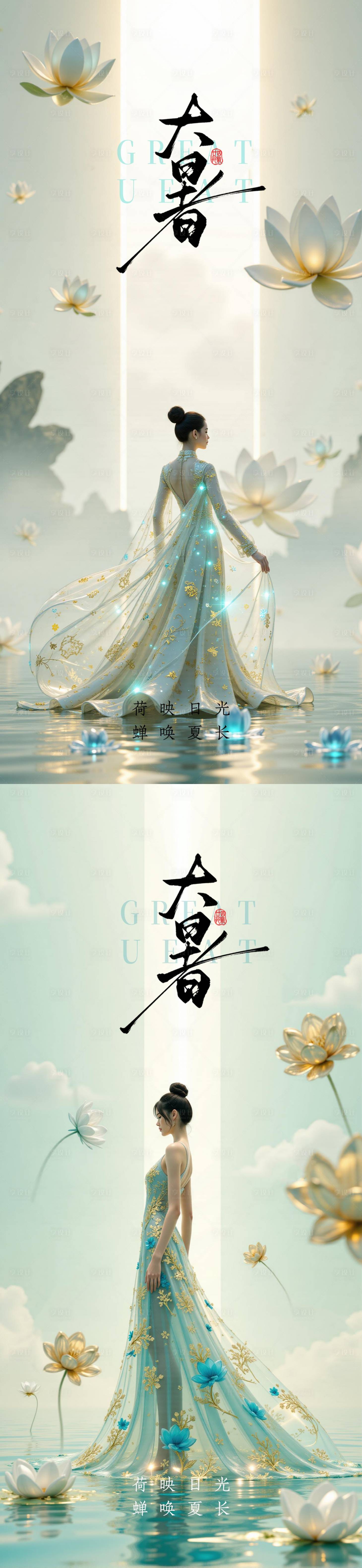 源文件下载【享设计】搜索编号：53820031934313226【大暑节气系列海报】