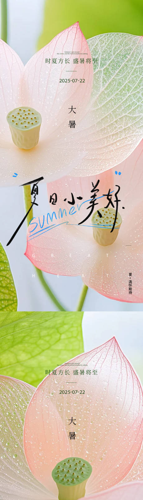 源文件下载【大暑处暑24节气中式荷花海报】编号：27920031942641400