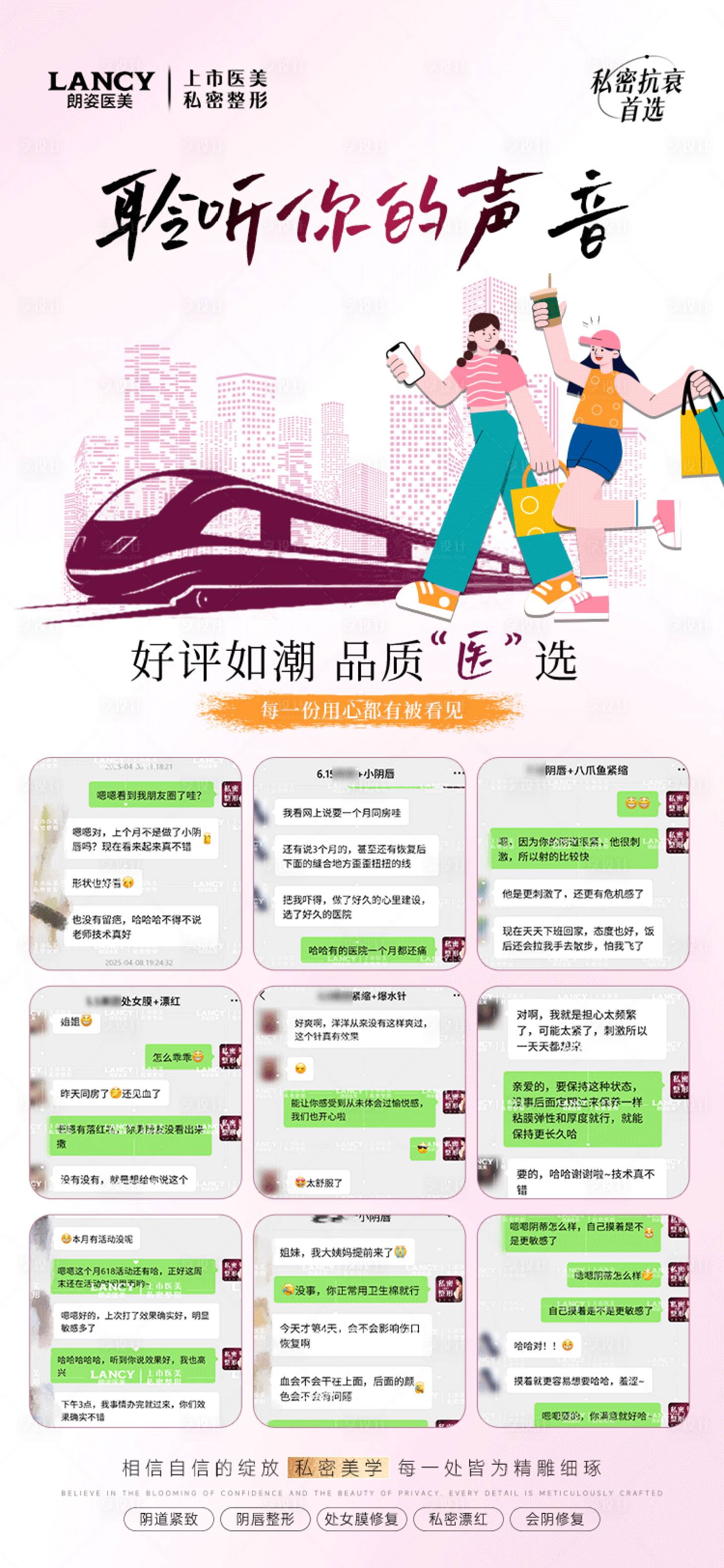 源文件下載【享設(shè)計】搜索編號：72030032148329334【私密醫(yī)美好評活動海報】