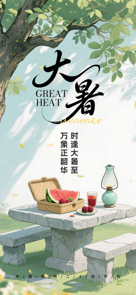 源文件下載【享設計】搜索編號：18590031959907580【大暑節氣海報】