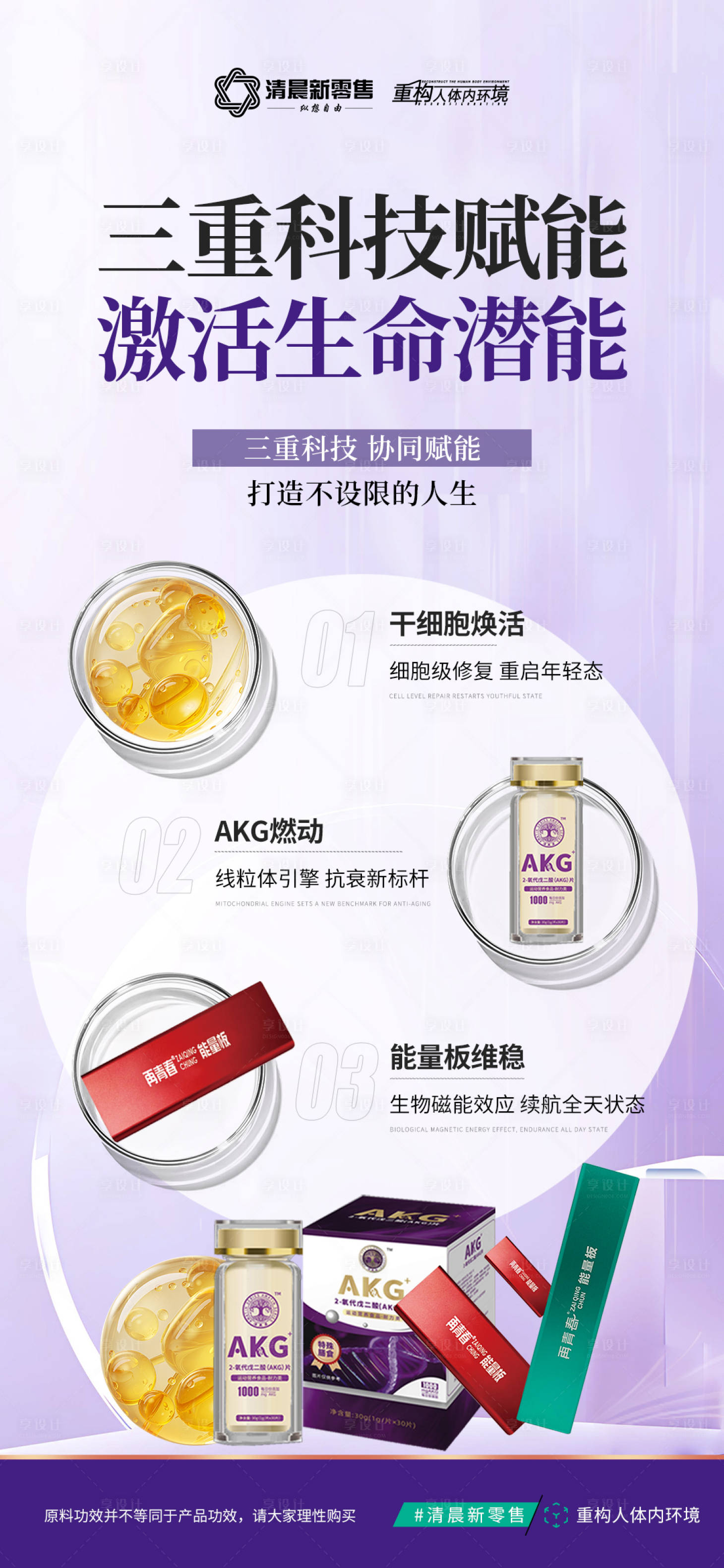 源文件下载【享设计】搜索编号：65240032148245715【紫色产品功效海报】