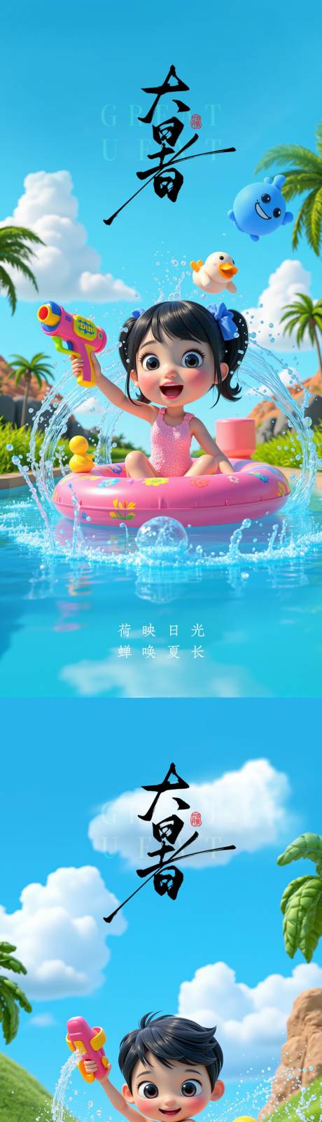 源文件下載【享設計】搜索編號：87260031997702011【大暑節氣系列海報】