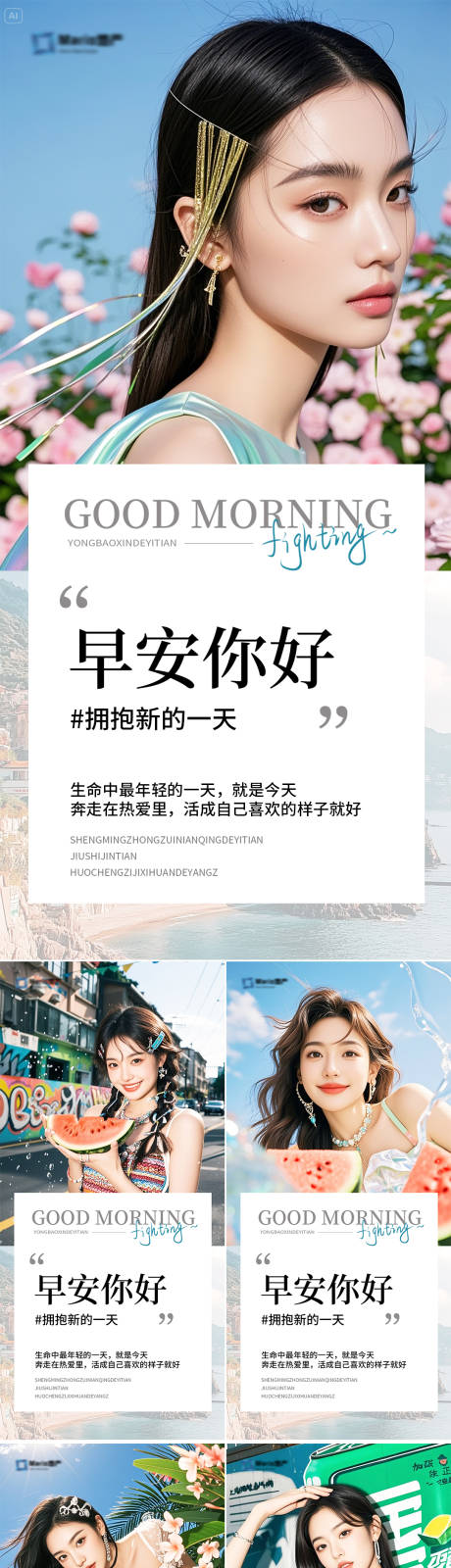 源文件下载【享设计】搜索编号：74540032218618998【医美早安人物系列海报】