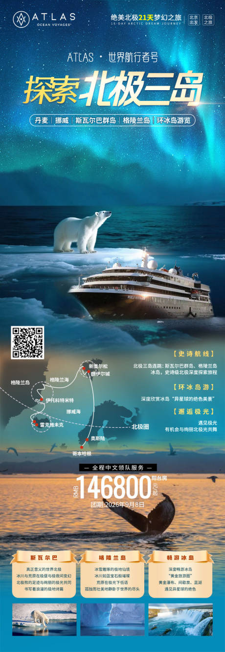 源文件下载【探索北极三岛游轮旅游海报】编号：36820031690234864