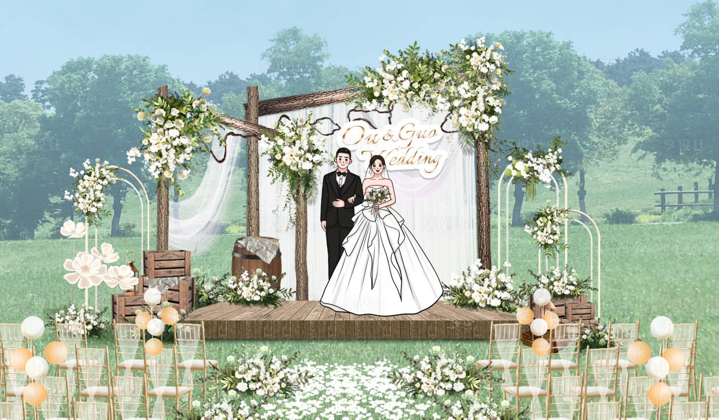 源文件下載【享設(shè)計】搜索編號：12730031831966093【草坪婚禮效果圖】