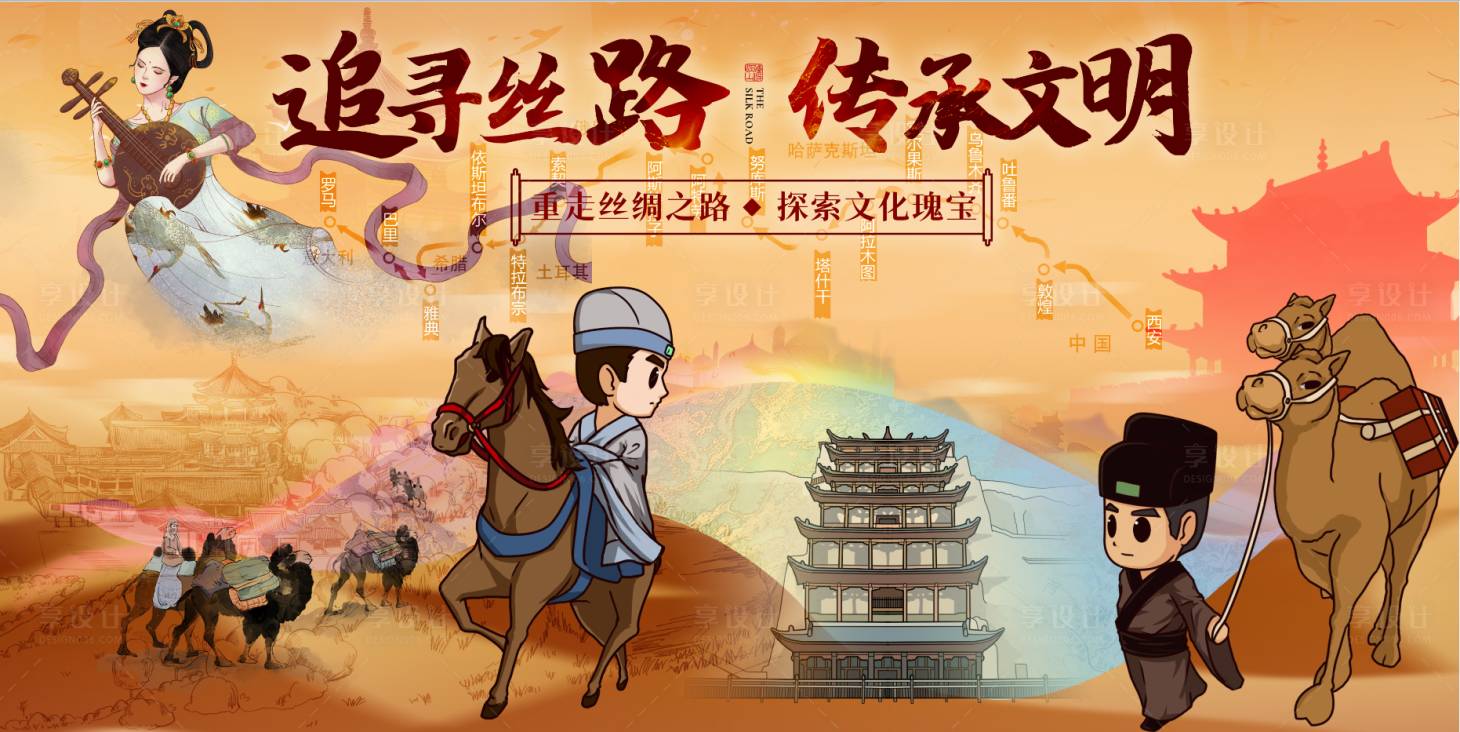 源文件下載【享設計】搜索編號：61610032019519807【絲綢之路傳承文明活動展板】
