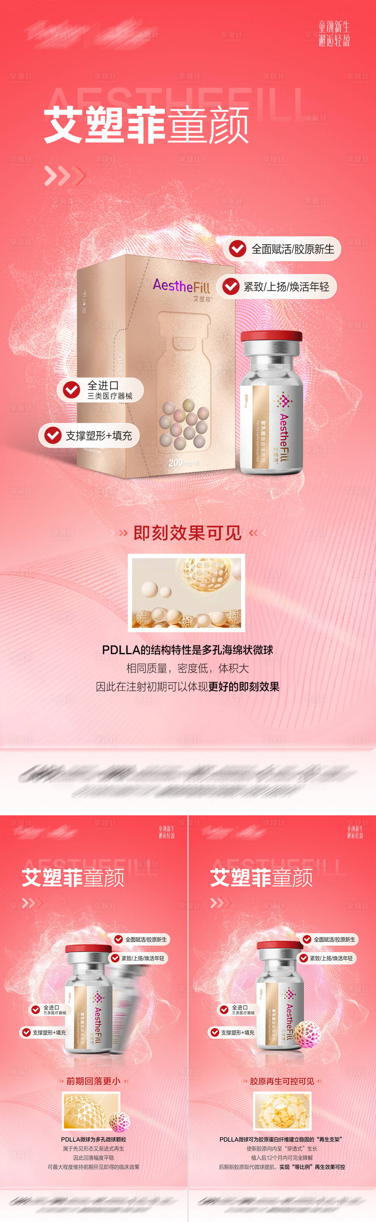 源文件下载【享设计】搜索编号：51300032203644870【艾塑菲童颜针三宫格海报】