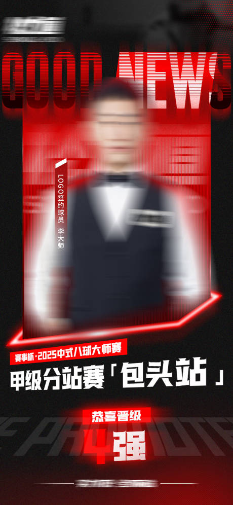 赛事比赛晋级入围战报红色喜报海报