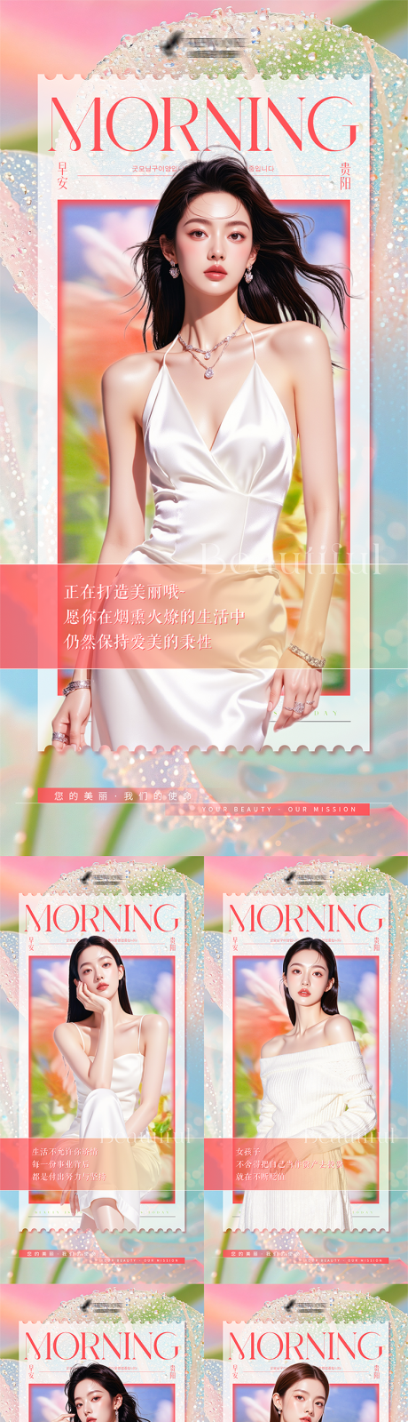 源文件下载【享设计】搜索编号：14600031788488135【医美早安图系列海报】