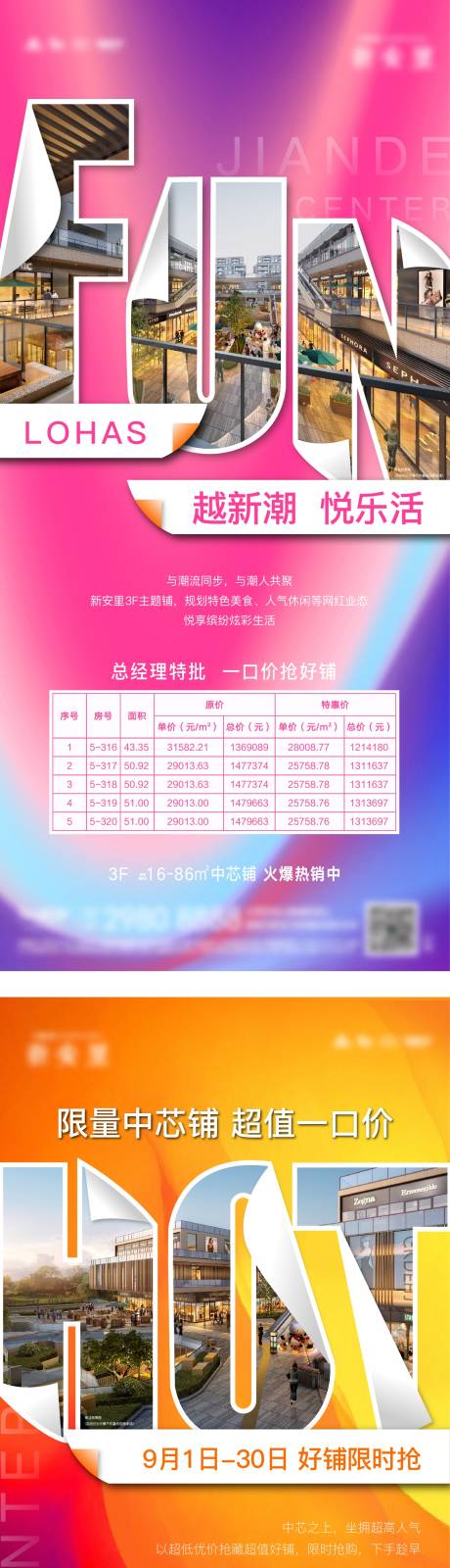 源文件下载【享设计】搜索编号：61970032198705558【多彩潮领商铺销售系列海报4篇】