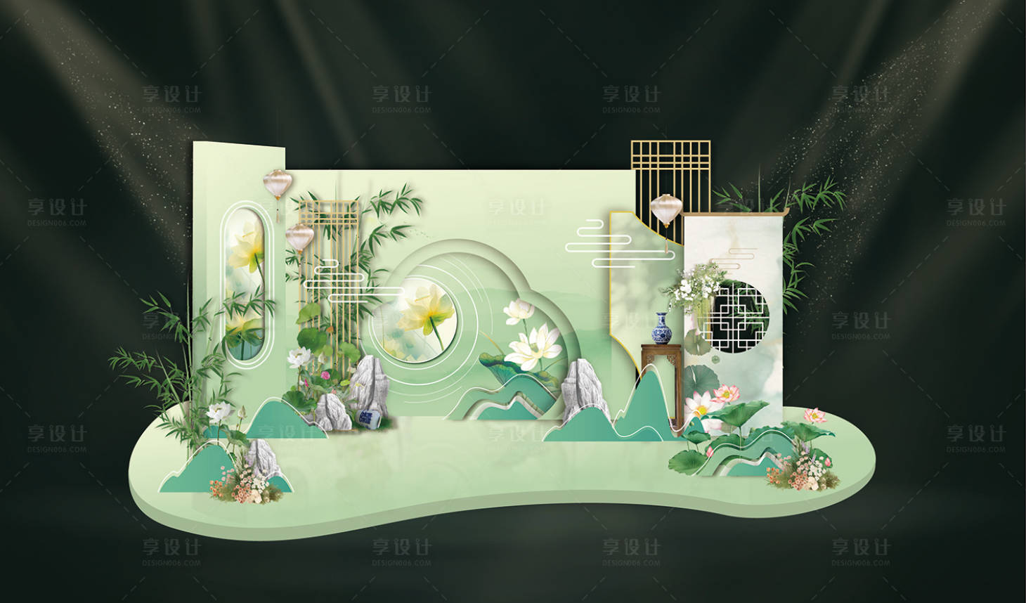 源文件下载【享设计】搜索编号：82510032049986229【新中式活动美陈】