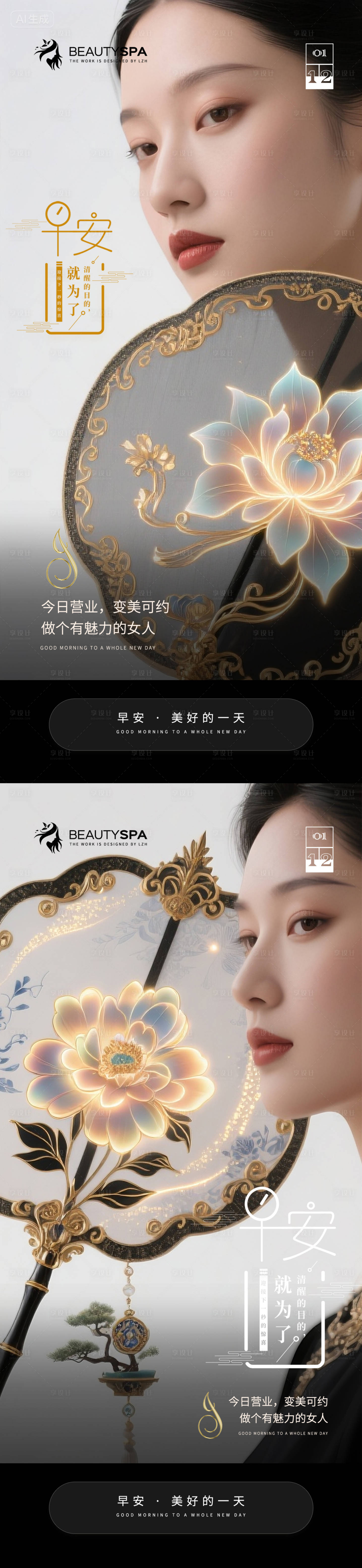 源文件下载【享设计】搜索编号：33440032236943655【医美早安日签海报】