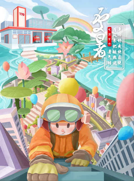 源文件下载【享设计】搜索编号：63610032222492459【处暑节气插画海报】