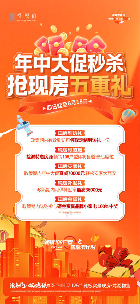 源文件下载【享设计】搜索编号：42730031735468658【地产年中大促五重礼海报】