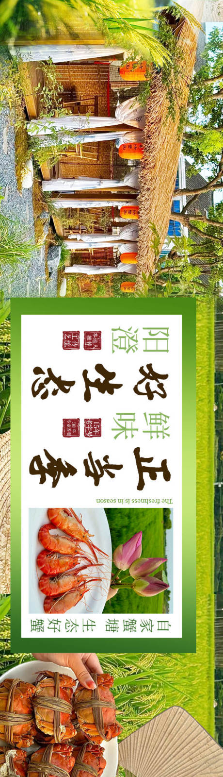 源文件下载【享设计】搜索编号：58600032669154247【蟹季乡村大众点评五连图长图海报】
