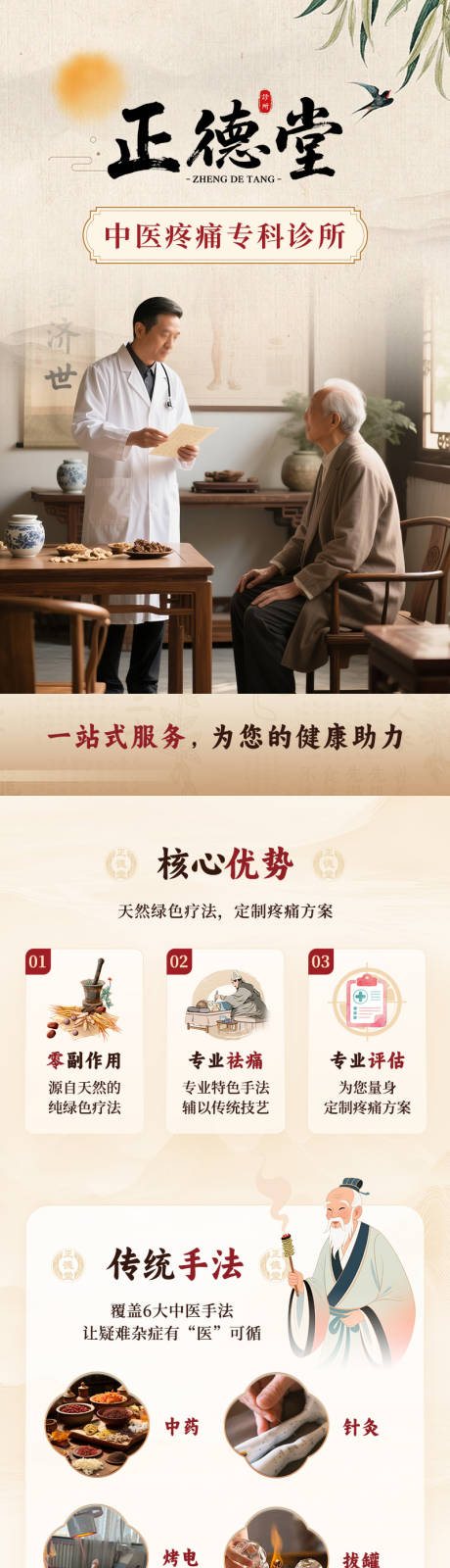传统中国风中医诊所电商详情页长图