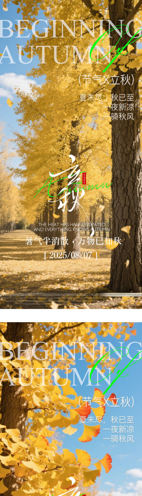 源文件下载【立秋节气系列海报】编号：24840032341924884