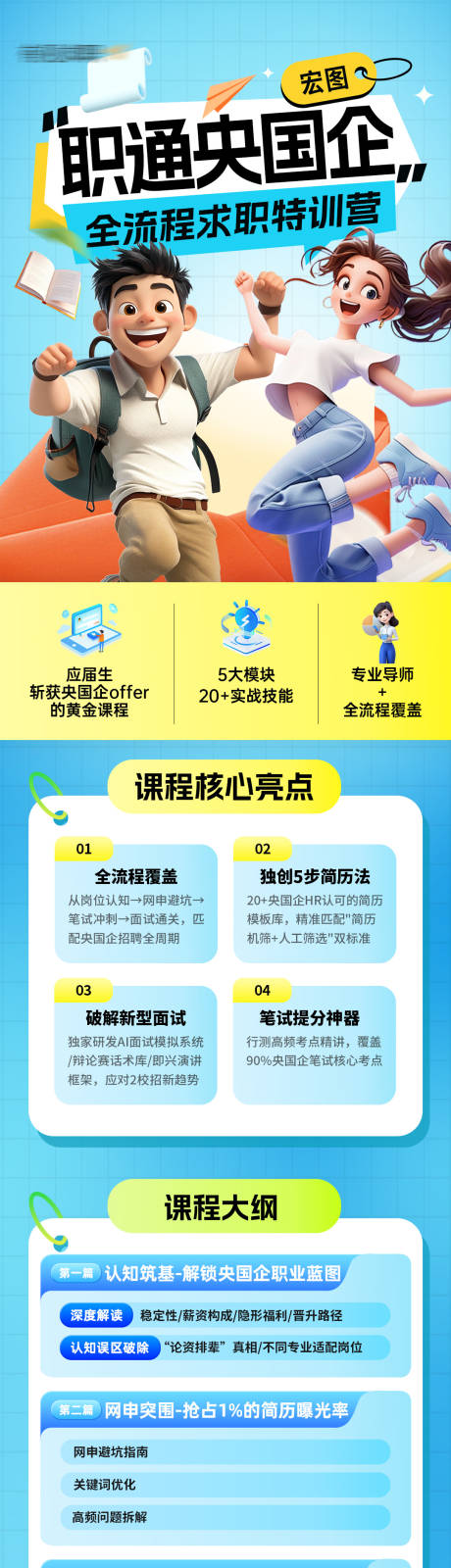 源文件下載【享設計】搜索編號：13350032717573519【職通央國企全流程求職特訓營長圖海報】