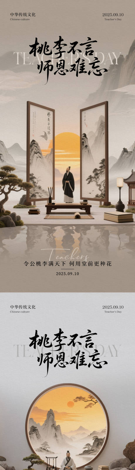 源文件下载【享设计】搜索编号：46080032756433951【教师节中式海报】