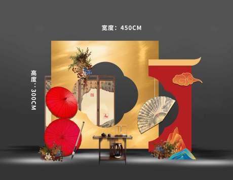 源文件下載【享設計】搜索編號：32620032528896654【紅金色國風書法美陳】