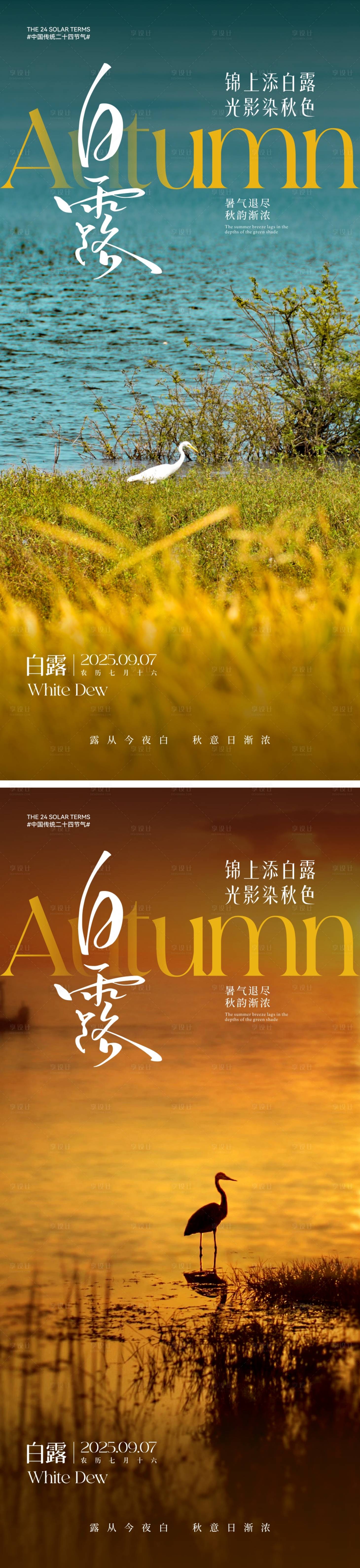 源文件下载【享设计】搜索编号：57160032405324742【白露节气海报】