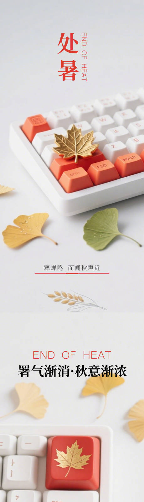源文件下载【享设计】搜索编号：91950032367193687【二十四节气处暑海报简约风职场鼠标键盘】