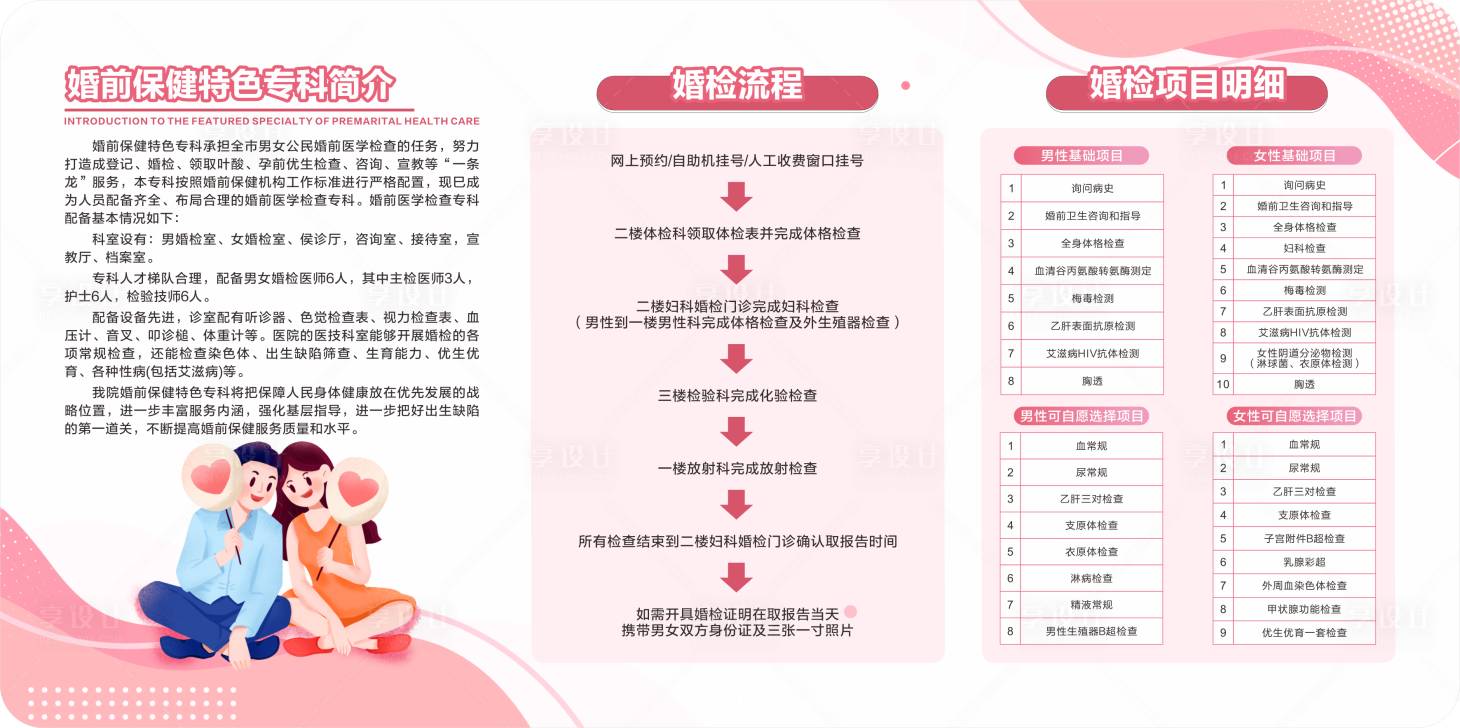 源文件下载【享设计】搜索编号：66750032796826344【婚检活动背景板】