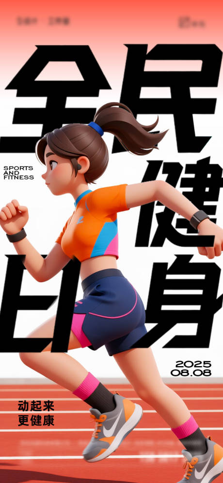 源文件下载【享设计】搜索编号：15460032312377023【全民健身日海报】