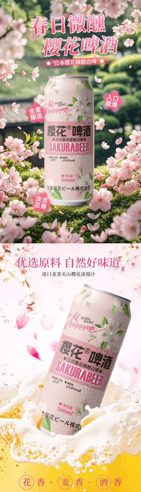 源文件下载【享设计】搜索编号：94920032774923958【樱花啤酒电商详情页】