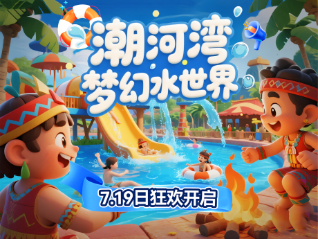 源文件下载【享设计】搜索编号：10450032749763934【夏日清新水世界活动展板】